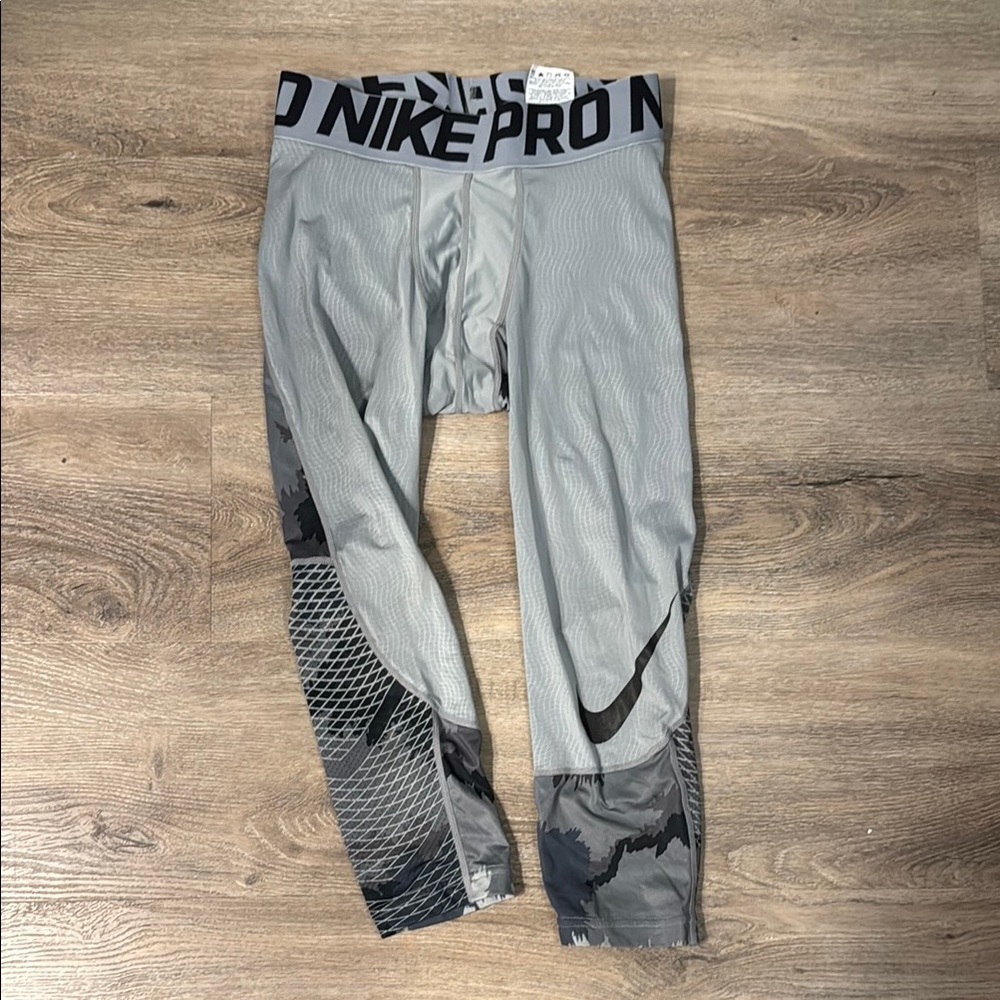 Nike Pro Gray and Black Compression Leggings
